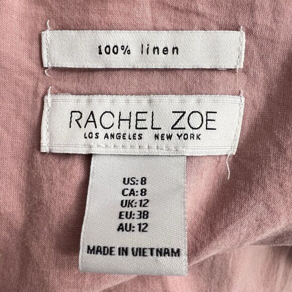 Rachel Zoe 100% Linen Dress Womens Blush Button Sleeveless pink Madi pockets 8. - Picture 2 of 13